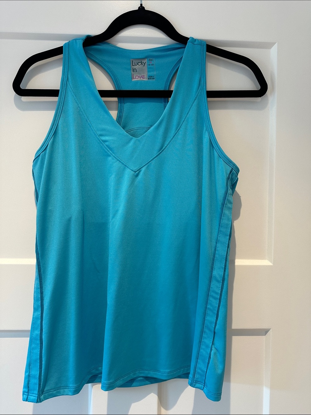 Lucky in Love Turquoise V-Neck Racerback Tank